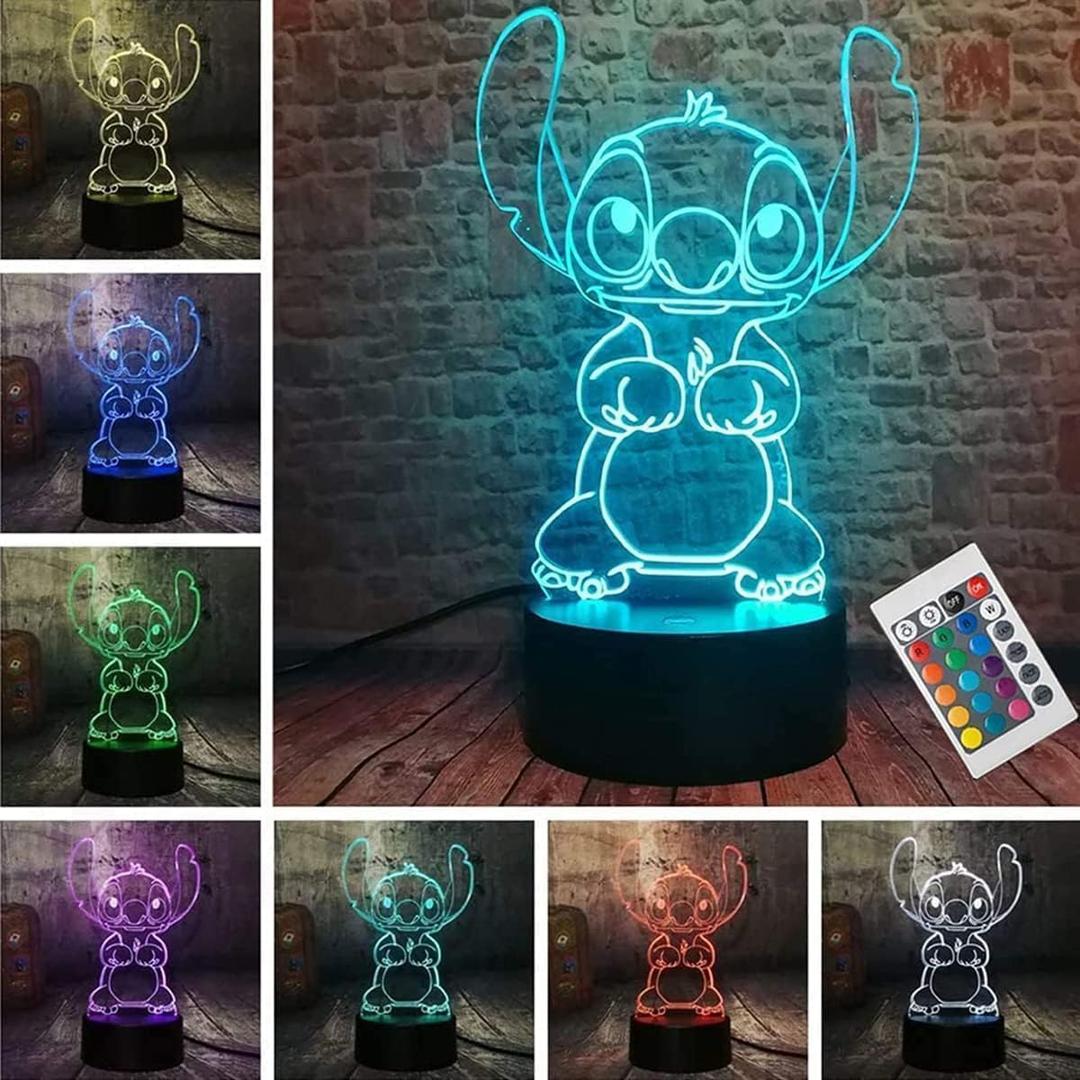 3D Illusion Night Light, 16 Color Night Light - 3D LED Intelligent Remote Control Lamp for Children's Room Decoration and Children's Gifts