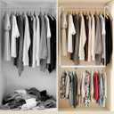 Hanging Closet Rod, Adjustable Height & Width Closet Rods for Hanging Clothes-Closet Extender Hanging Rod Space-Maximizing Design Suitable for Hanging and Drying Clothes, White
