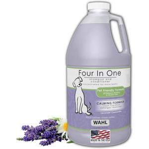 Wahl USA 4-in-1 Calming Pet Shampoo for Dogs with a Lavender Chamomile Scent  Cleans, Conditions, Detangles, & Moisturizes - Pet Friendly Formula  64 Oz - Model 821000-050