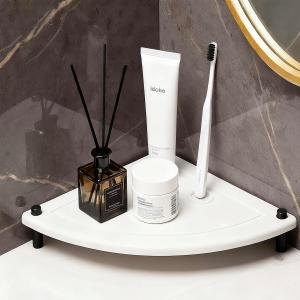 Fan-Shaped Fast Drying Diatomite Stones Sink Tray,Water Absorbing Stone Sink Caddy Kitchen,Sink Organizer Tray Fast-Drying Stone Trays for Bathroom Sink & Kitchen Counter