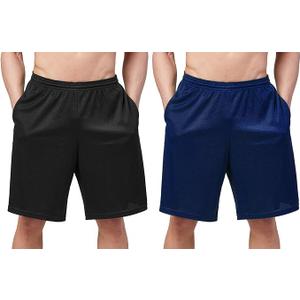 DEVOPS Men's 2-Pack Mesh Athletic Workout Basketball Running Mesh Shorts with Pockets
