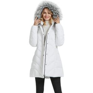BINACL Women's Winter Warm Thicken Long Outwear Pockets Coat Parka Jacket XS-3XL (Large, White)