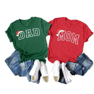 ASTANFY Couples Christmas Shirts Mom and Dad Christmas Shirt Holiday Shirts Family Short Sleeve (Green, S)