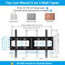 HOME VISION Heavy Duty Fixed TV Wall Mount for Most 32-86 Inch Flat TVs, Max VESA 600X400mm up to 165lbs Fits 16/18/24 Inch Wood Studs, Universal Low Profile Wall Mount TV Bracket, Space Saving HV8601