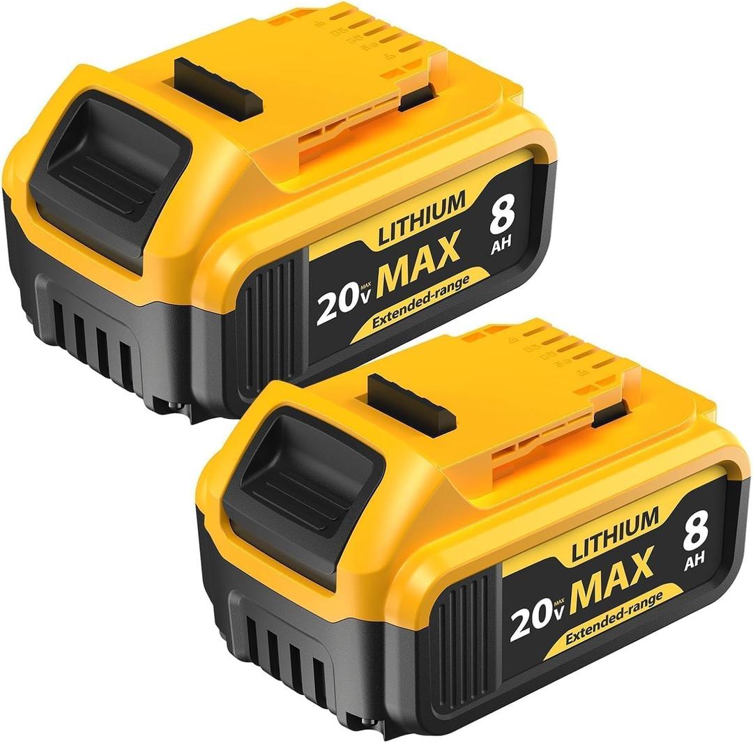 2Pack 20V 8.0Ah Lithium Replacement for Dewalt 20V Max Battery,Compatible with DeWalt 20v Battery DCB203 DCB204 DCB206 DCB202