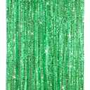 Sequin Curtain Backdrop Green Party Background for Jungle Forest Animals Theme Baby Shower Celebration Party Decorations 4x8FT