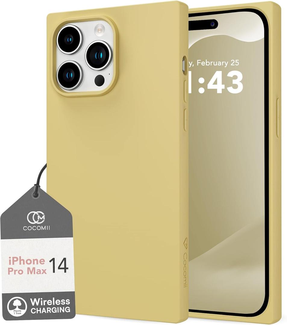 Cocomii Rectangle Case for iPhone 14 Pro Max, Wireless Charging Compatible, Matte Butter Silicone