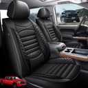 AOMSAZTO Seat Covers Fit for Chevrolet/Chevy Silverado 2007-2025 2026 GMC Sierra Silverado 1500 2500HD 3500HD Trail Boss Z71 Crew Double Extended Cab Leather Truck Seat Covers Full Set (Black)