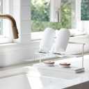 Selegna Diatomaceous Earth Bottle Drying Rack, Baby Bottle Drying Rack, Over Sink Instant Dry Small Dish Drying Rack & Bottle Dryer, Space Saving Narrow Two Tier Tower Water Bottle Drying Rack (White)