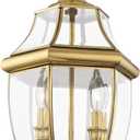 Livex Lighting 2254-02 Monterey 2 Light Outdoor Polished Brass Finish Solid Brass Post Head with Clear Beveled Glass
