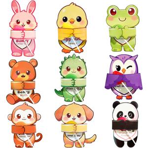 WENHUI Cards Only  Adhesive & Candy Not Included, 36 Pack Valentines Day Cards for Kids, Cute Animal Hug Candy Holder Cards, Valentine Classroom Exchange Party Favors