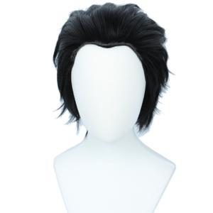 Linfairy Short Black Cosplay Wig Halloween Slicked back Costume Wig for Men (1 Count (Pack of 1))