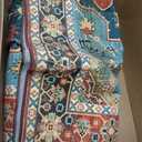 WILLSUN Washable Area Rugs, 4x6 Non-Slip Boho Large Area Rugs for Living Room, Bedroom, Machine Washable Vintage Rug, Indoor Floral Print Carpet for Home Decor, Kid & Pet Friendly Mat