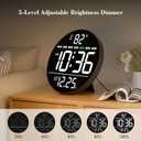 WallarGe Large Digital Wall Clock with LED Display, Electric Wall Clock with Temperature, Auto DST, Date, and Day, 5-Level Brightness for Office, Bedroom, Living Room, Classroom Dcor