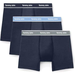 Tommy John Men's Essential Cool Cotton Stretch Boxer Brief Underwear - 6" 3-Pack, Breathable, Moisture-Wicking, Support Pouch