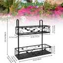 2-Tier Balcony Flower Pot Stand Rack, Hanging Railing Planter Shelf Basket, Height Adjustable Iron Hanging Flower Pot Holder for Balcony Decor Patio Porch Fence Railing
