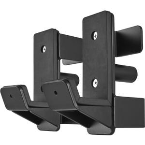 J Hooks for 2" x 2" Power Rack, Rubber Pad J-Hook for Power Cage, Bottom Reinforced Steel J Cups for Squat Rack, Heavy Duty Barbell Holder, Black