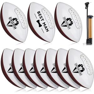 Hollowfly 10 Pcs Wedding Groomsmen Proposal Football Gifts Bulk Will You Be My Groomsman Ring Proposal Keepsakes Football Groomsmen Gift