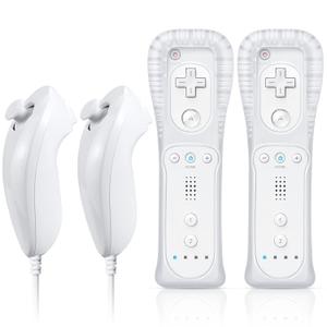 FASIGO Remote Controller with Nunchuck, Compatible with Nintendo Wii/Wii U, 2 Pack, White