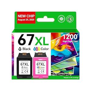 67XL HP Printer Ink for HP Ink 67 Replacement for HP 67 Ink Cartridges Black/Color Combo Pack HP67 DeskJet 2755e 2855e 2700 2800e 2700e 4255e 4155e Envy 6055e 6000 6455e 6400 Printer Ink HP 67 XL