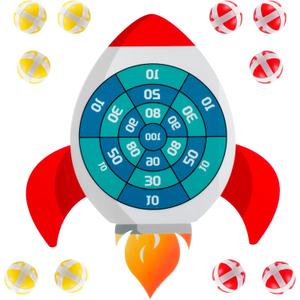 Dart Board for Kids & Adults - Space Themed Party Decor with 10 Balls,Outdoor Indoor Games Toys for Family,Rocket Ship Birthday Party Decorations for Boys Girls (23.2x20.5in)