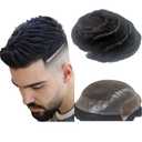 N.L.W. Hollywood Toupee for mens Hair pieces European virgin human hair replacement system for men 10x8 base size human hairs prosthesis units patch implant for man #1 Jet Black color