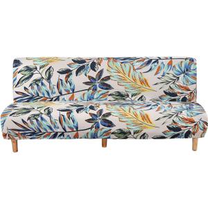 WOMACO Printed Futon Cover Stretch Sofa Bed Slipcovers Full Twin Queen Size Armless Couch Loveseat Protector Covers with Elastic Bottom for Living Room Bedroom Furniture (Rain Leaves, 63"-75") (Pattern #1)