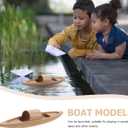 STOBOK Wooden Boat Model 9.84 Inch Small Rowboat Craft Natural Desktop Ornament for Home Office Bedroom Decoration (25.00X5.00X4.50CM)