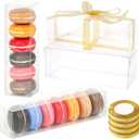 GTYOPR 36PCS 2.2x8.2x2.75 Inches Clear Favor Boxes, Plastic Party Favors Gift Box with Ribbons, Individual Candy Boxes Macaron Treat Cake Dessert