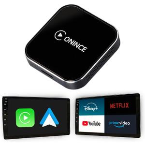 CarPlay AI Box 2025 Upgrade Magic Box 3.0 with Wireless CarPlay & Android Auto, Built-in Netflix, YouTube, Disney+, Prime Video | 5.8GHz WiFi, Auto Connect | for OEM Wired CarPlay Cars & Motorcycles