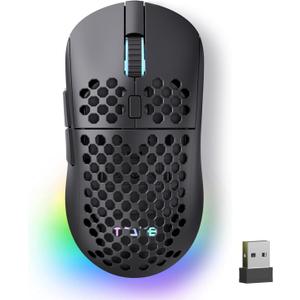 TMKB Falcon M1 Wireless Gaming Mouse, 24000DPI Optical Sensor, 180Hrs Battery, Lightweight, 6 Programmable Buttons, RGB Strip, 2.4G/BT5.2/USB-C Wired for PC/Mac/Laptop - Matte Black