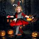 Girls Clown Costume Kids, Halloween Killer Clown Costume, Scary Evil Dress Up for Kids 3 4 5 6 7 8 Years
