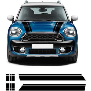 Bonnet Stripe Graphics Sticker Hood Trunk Rear Decal Stickers for Mini Cooper S Countryman 2nd Gen F60 2017-2020 (Gloss Black)
