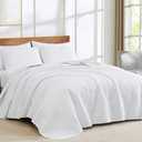 Chezmoi Collection Austin 3-Piece Oversized Bedspread Coverlet Set (Queen, White)