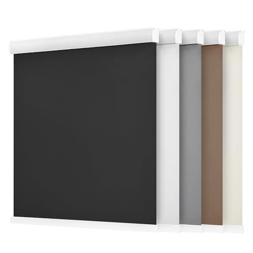 LazBlinds Cordless Roller Shades, Free-Stop Blackout Roller Blinds with Cassette Valance, Thermal Insulated UV Protection Waterproof, Roll Up Blinds for Windows, 20"' W x 72'' H, Beige