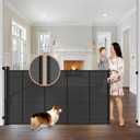 Reinforced 42" Tall x 75" Wide Retractable Baby Gate with Support Rods - Prevents Crawling Under Extra Tall Pet Gate Indoor Mesh Gate Outdoor Long Baby Gate Tall Dog Gates for Doorways, Black