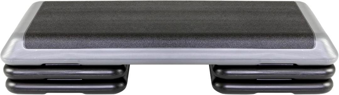 The Original STEP Exercise Step Platform, Health Club Size Stepper for Exercise at Home with 4 Stackable Risers for Height Adjustments (Grey)