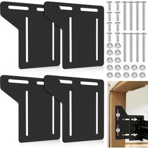 4PCS Bed Frame Brackets Adapter for Headboard Extra, Heavy Duty Bed Frame Adapter Brackets, Queen Bed Modification Headboard Adapter Kit to Connect Headboard Footboard (Black)