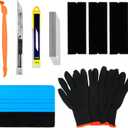 CARTINTS Complete Vehicle Vinyl Wrap Tools Kit Window Tint Tools Kit for Car Wraps with Yellow Micro Squeegee for Corner Full Wrapping, Felt Squeegee, Film Knife, Vinyl Wrap Gloves