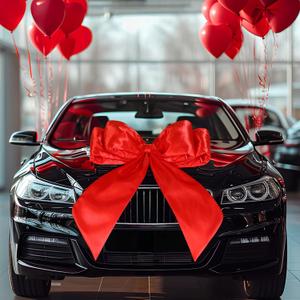 30 Inch Giant Car Bow Big Silk Bow for Gift Decor Extra Large Bow with Non Scratch Magnet for Door Car Red Bows for Happy Birthday Sweet Party Wedding Reception