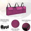 Car Trunk Organizer, Backseat Hanging Storage with 4 Large Pockets, Collapsible Cargo Bag with Adjustable Straps Frees Trunk Floor, Sturdy Space Saving Expert for SUV, Truck, Van (Purple)