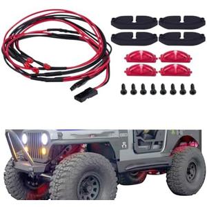 SCX10 LED RC Wheel Well Lights Kit Rock Lights with Nylon Bracket for 1/10 RC Crwarler SCX10 Uprades (Red)