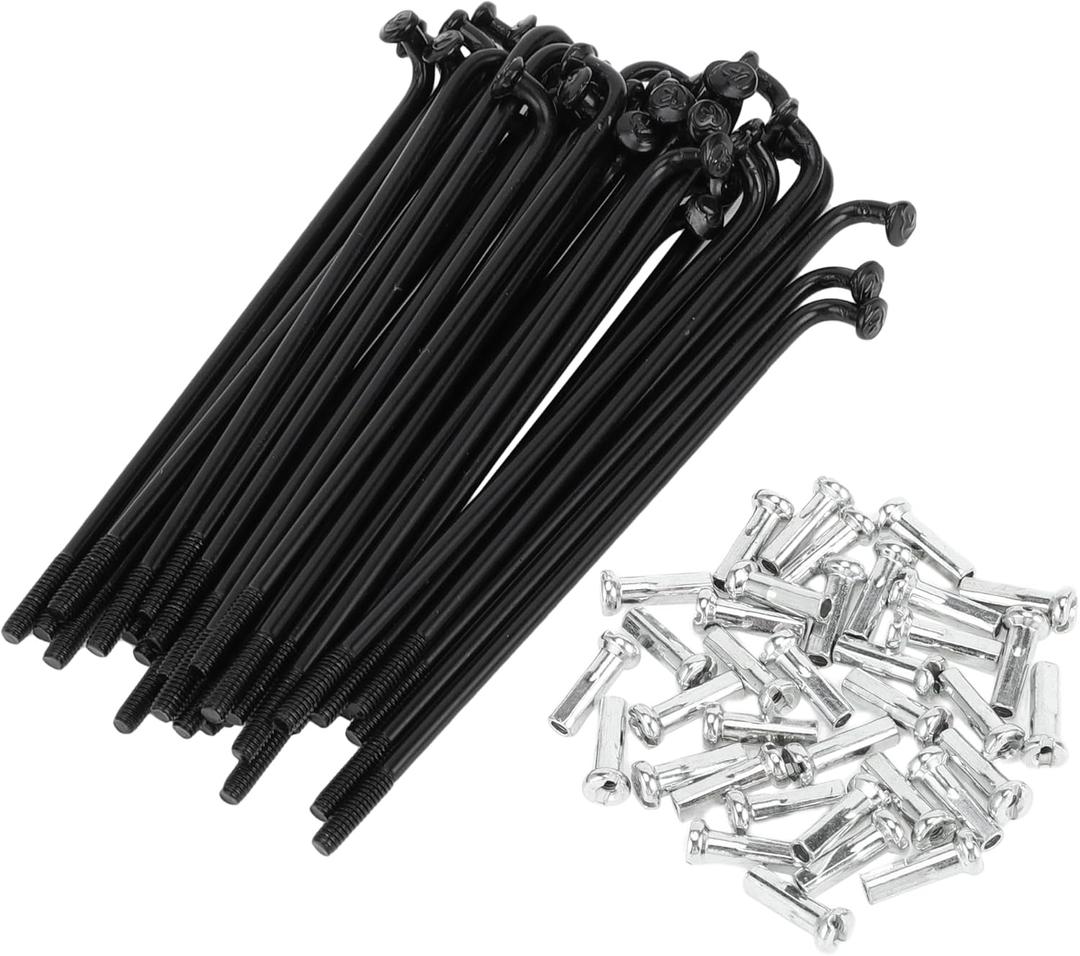 Motoforti Universal Bicycle Spokes Bike Wheel Spokes 14G Carbon Steel Black 1 Set (80mm)