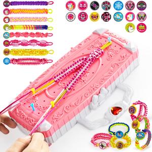 TQRAZ Bracelet Making Kit,Friendship Bracelet Kit,Arts and Crafts for Kids Age 8-12,Bracelet Making Kit for Girls 8-12,Birthday Gifts Ideas for Girls 8 9 10 11 12 Years Old (Pink)