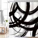 Black White Abstract Shower Curtain 72Wx72H InchCool Minimalist Modern Geometric Art Graffiti Sketch Simple Line Unique Aesthetic Man Boy Bathroom Decor Set Fabric 12 Pack Plastic Hooks