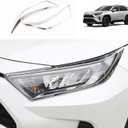 Car Accessories Compatible with Toyota RAV4 2025 2024 2023 2022 2021 2020 2019 Front Headlight Eyelid Eyebrow Frame Cover Trim ABS 2PCS (Glossy Chrome Style)