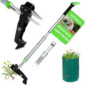joyhalo Weed Puller - Dandelion Weed Puller Tool Stand Up Heavy Duty Weeder, Detachable Weed Puller Tool with Long Handle Adjustable 37 to 42.5 Standing Weed Puller and Root Remover No Bend (Green)