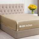 Extra Deep King Fitted Sheet - Hotel Luxury Single Fitted Sheet Only - Easily Fits 18 inch to 24 inch Mattress - Ultra Soft, Wrinkle Free with Extra Deep Pockets - Breathable & Comfy - Heathered Tan (11 - Heathered Tan)
