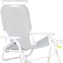 SUNFLOW Shore Thing Premium Beach Chair - Adjustable, Portable, Rust-Resistant, Reclining Beach Chair with UPF 50+ Sun Shade and Drink Holder for The Ultimate in Comfort - Oyster Gray
