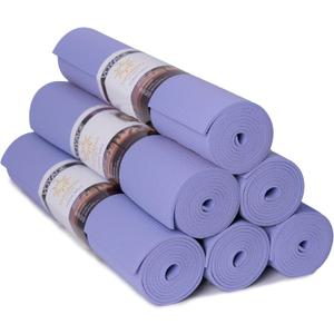 Sunshine Yoga Voyage Yoga Mat, 6 Pack, 72" x 24" Professional Studio and Gym Bulk Yoga Mats, 5mm Thick, Durable, Anti-Tear, Non Slip Fitness and Exercise Mats (Peri Purple)